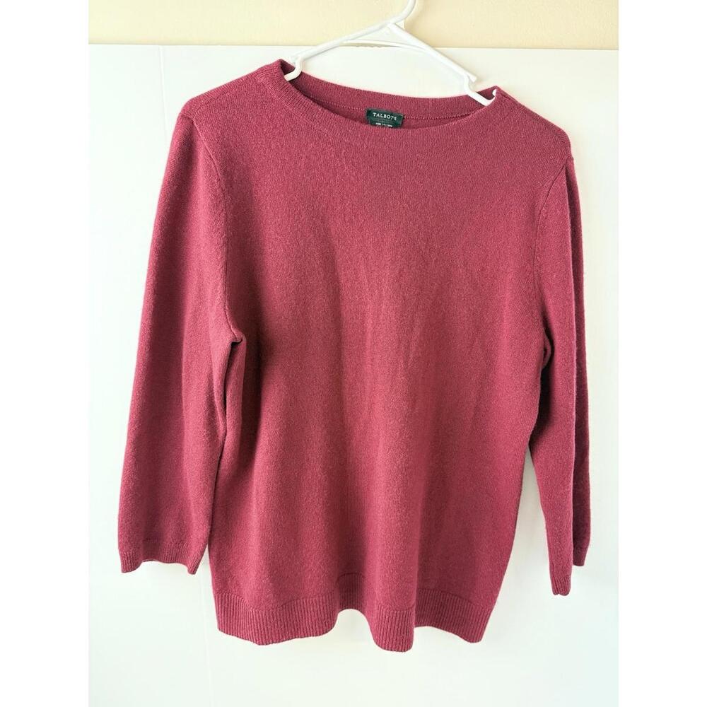 Talbots Women’s 100% Pure‎ Cashmere Pullover Sweater Size Large Burgundy Red